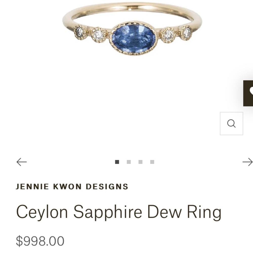 Jennie Kwon Ceylon Sapphire Dew Ring 14k white gold Size 4 3/4